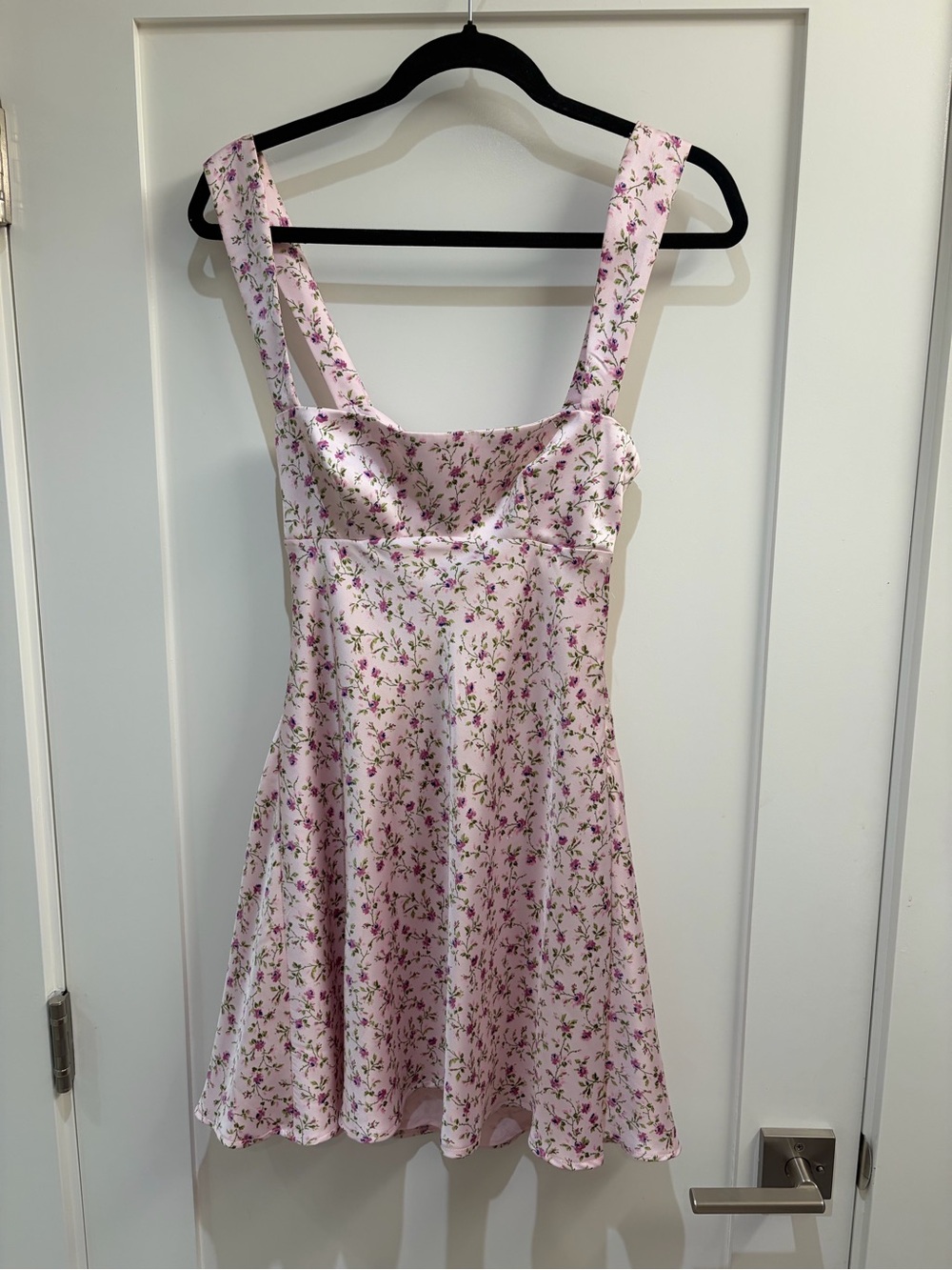 Floral Pink Sundress with Square Neck